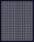 Dark Blue White Stacked Oval Geometric Rug