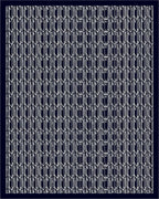 Dark Blue White Stacked Oval Geometric Rug