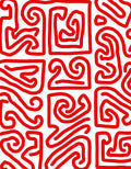 Bold Red Maze Linework Rug