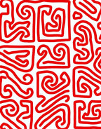 Bold Red Maze Linework Rug
