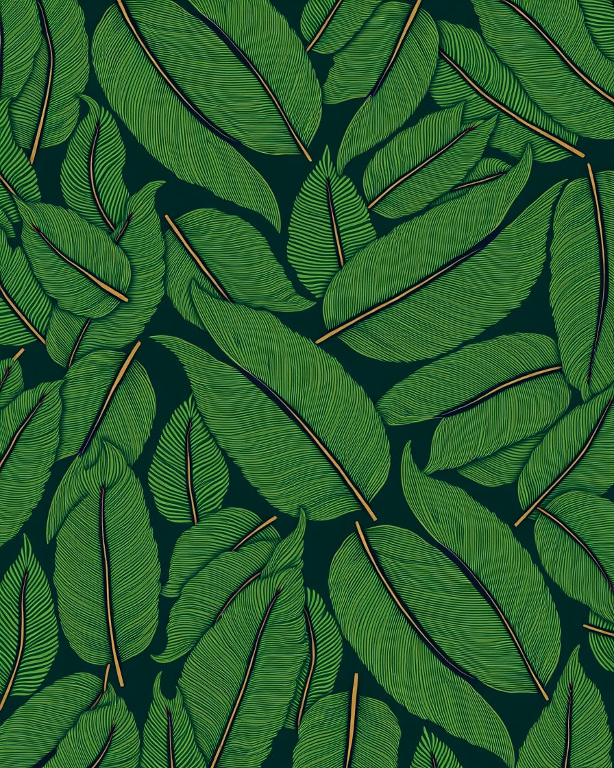 Bold Green Tropical Leaf Bunch Rug
