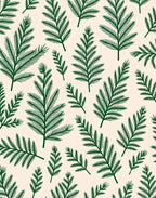 Forest Green Pine Branches Repeating Pattern Rug