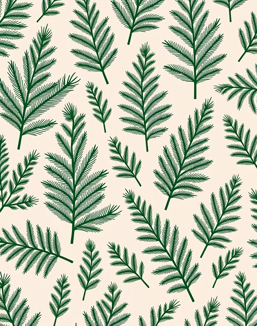 Forest Green Pine Branches Repeating Pattern Rug