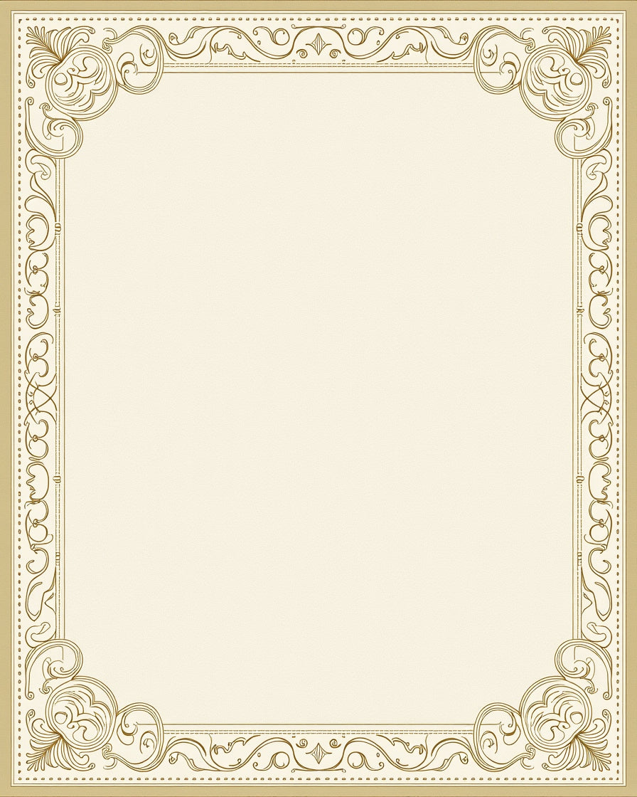 Ornate Gold Scroll Border Accent Rug