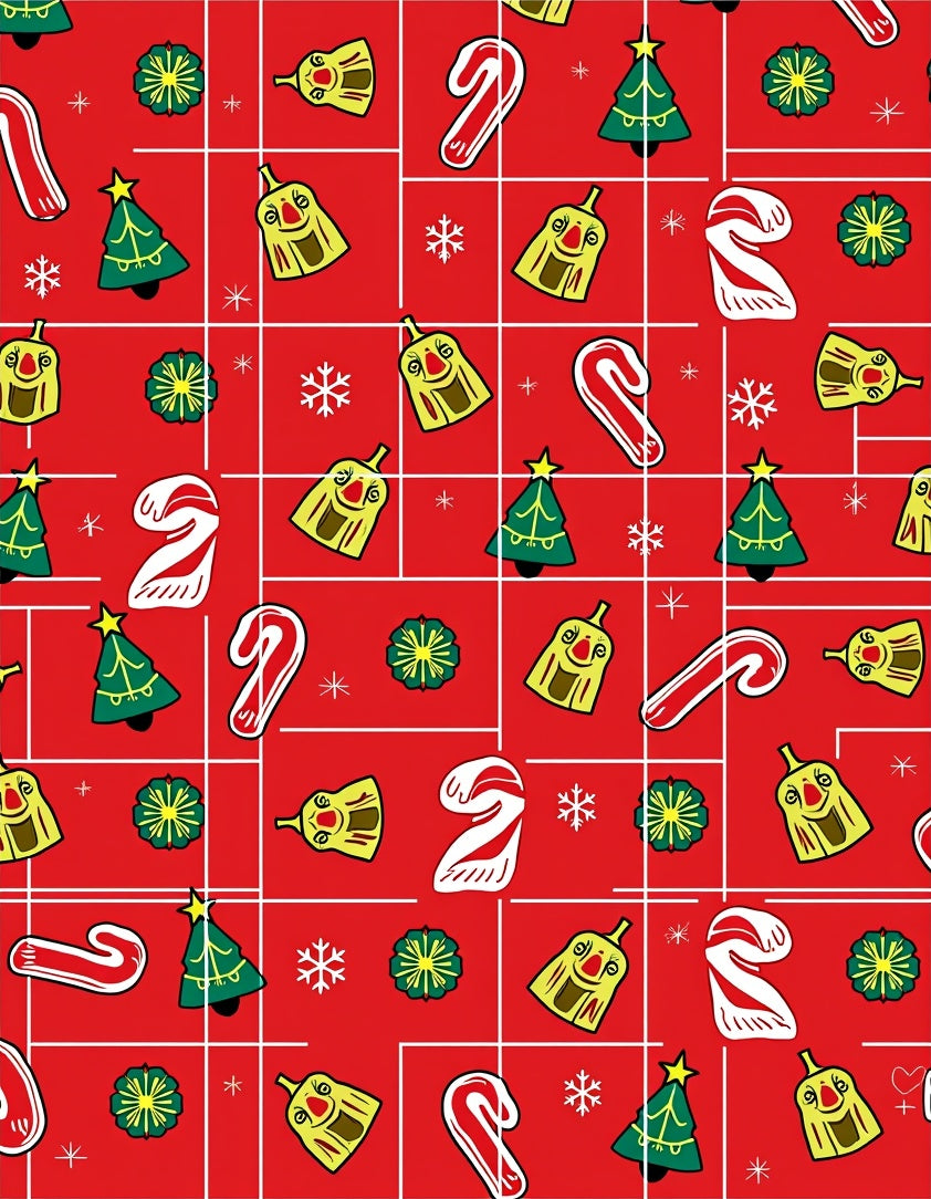 Red Festive Christmas Tree Candy Cane Rug