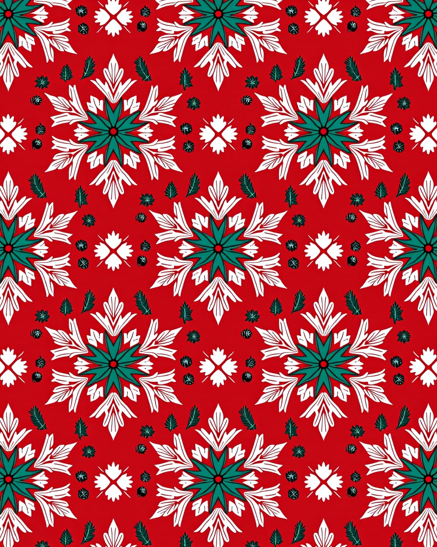 Red Festive Snowflake Medallion Rug
