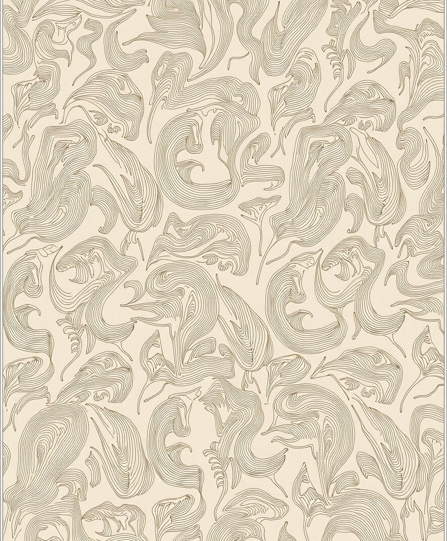 Cream Swirl Organic Line Art Rug