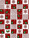 Red Green Holly Snowflake Stripe Collage Rug