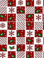 Red Green Holly Snowflake Stripe Collage Rug
