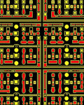 Retro Red Yellow Geometric Circuit Rug