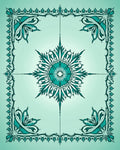 Teal Medallion Jewel Border Rug