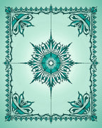 Teal Medallion Jewel Border Rug