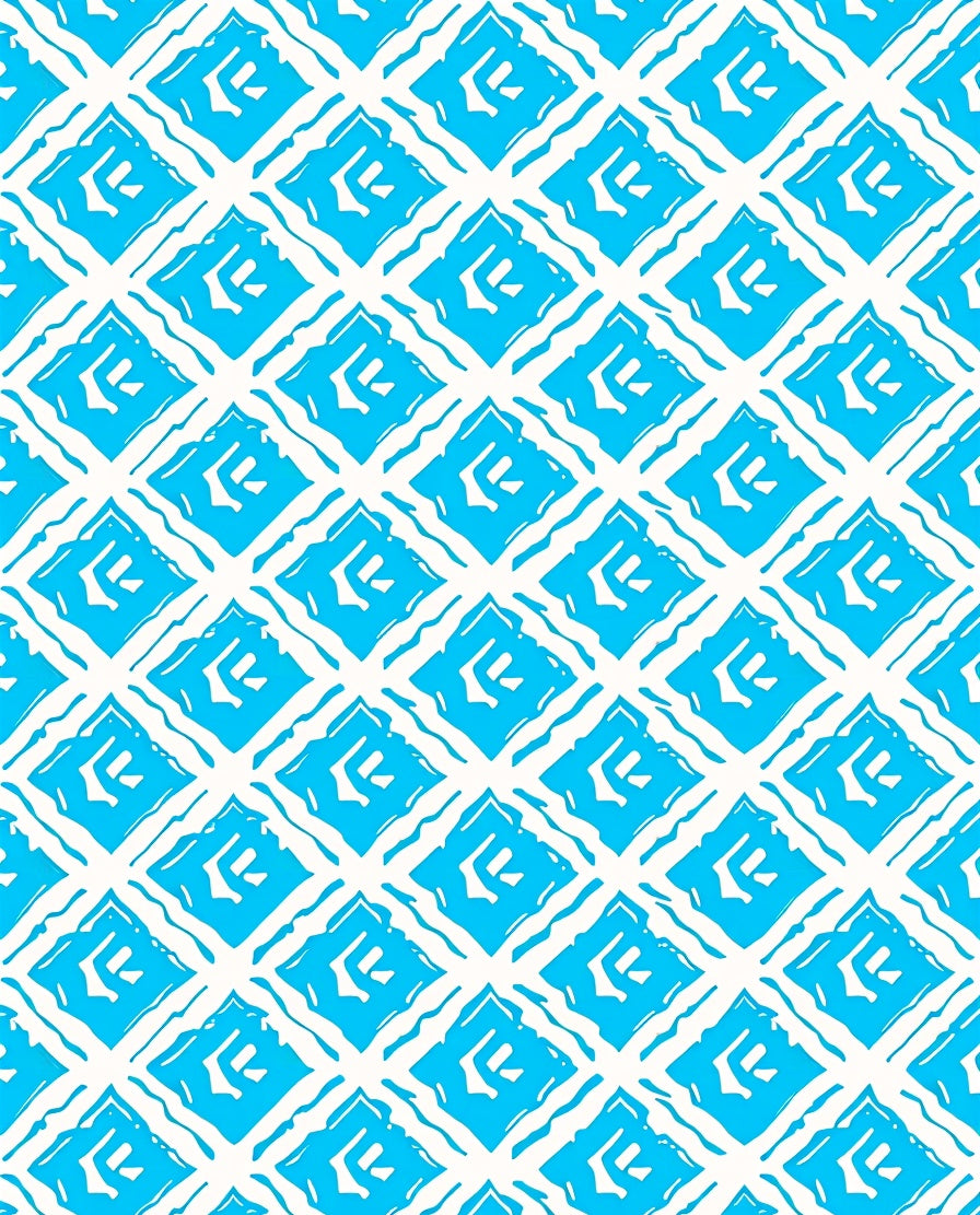 Bright Cyan Diamond Geometric Rhombus Rug