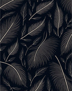 Dark Slate Feather Outline Arrangement Rug