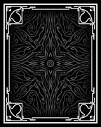 Dark Gray Ornate Abstract Symmetry Rug
