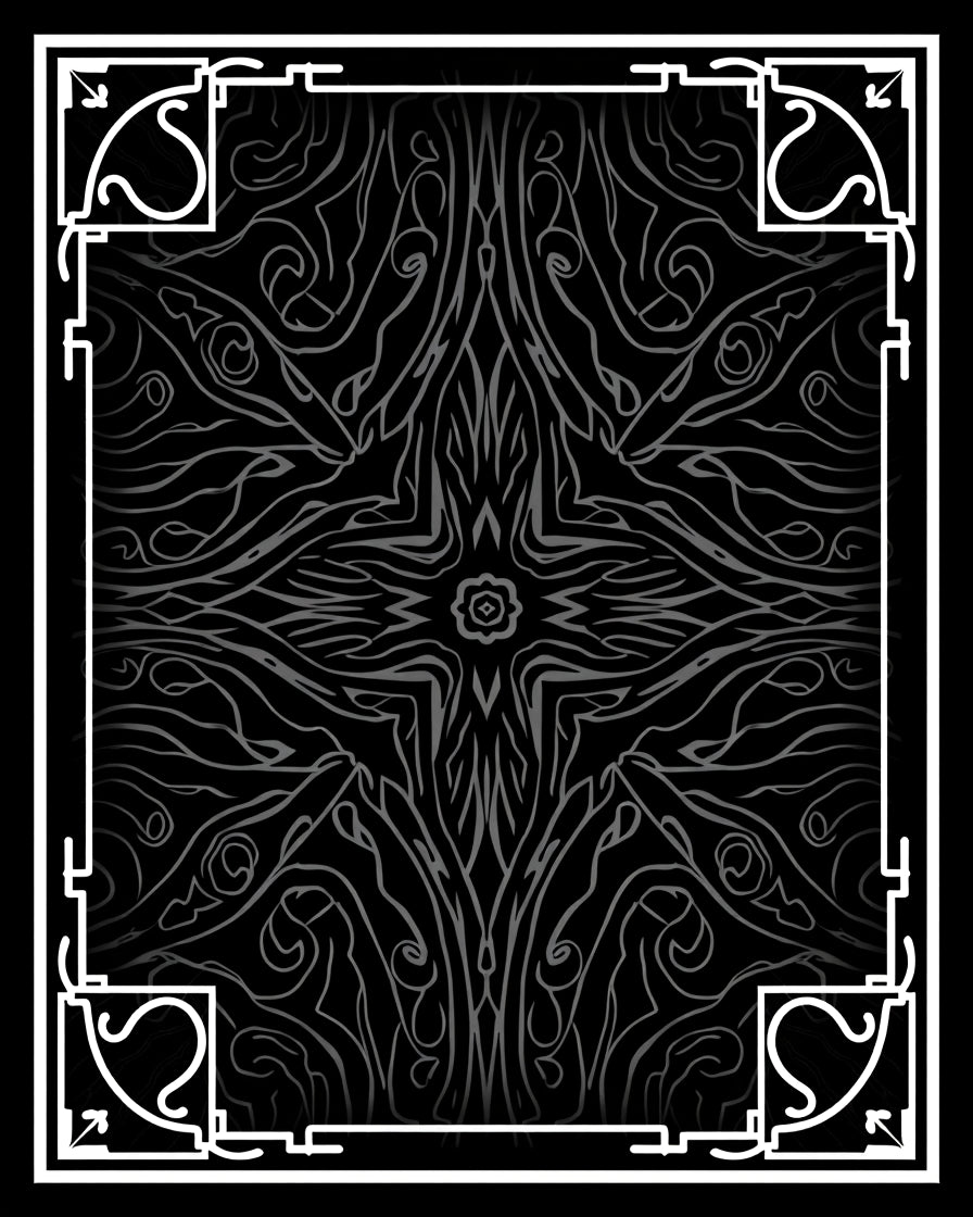 Dark Gray Ornate Abstract Symmetry Rug