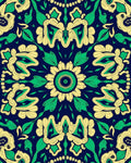 Royal Blue Floral Swirl Contemporary Rug
