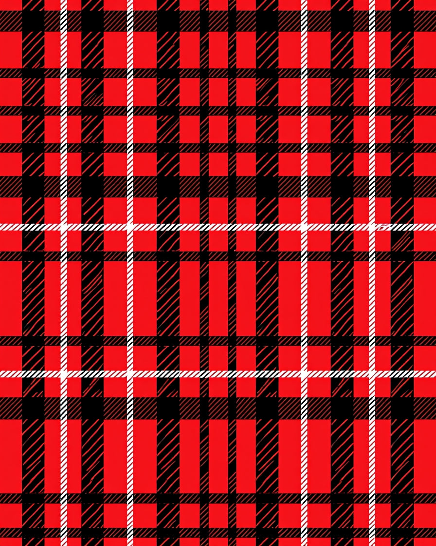 Crimson and Black Plaid Checkered Rug