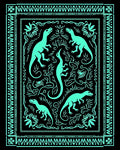 Aqua Dinosaurs Botanical Border Rug
