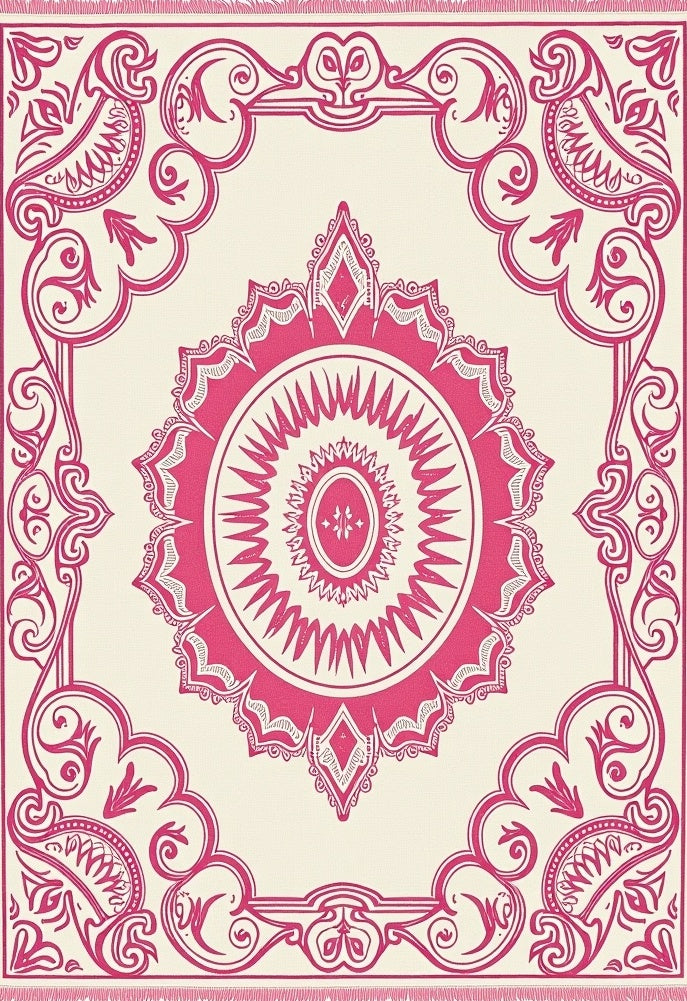 Vibrant Magenta Mandala Burst Rug