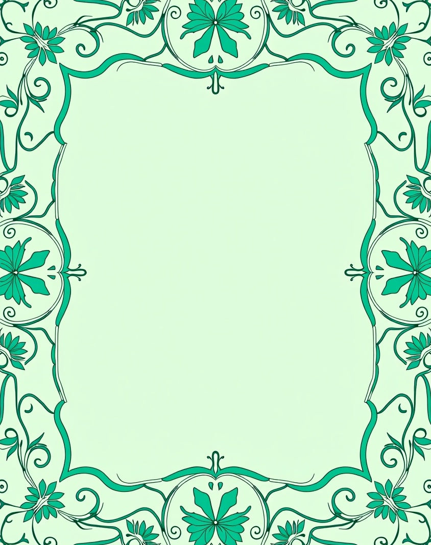 Aquamarine Floral Border Scroll Rug