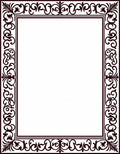Ornate Deep Brown Scrollwork Border Rug