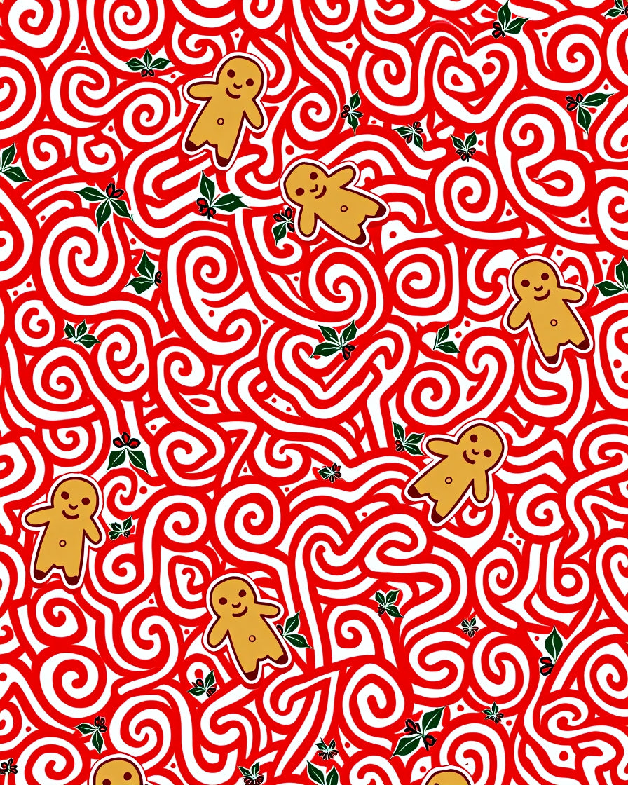 Festive Gingerbread Man Holly Whimsical Rug