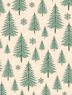 Green Pine Forest Snowflakes Rug