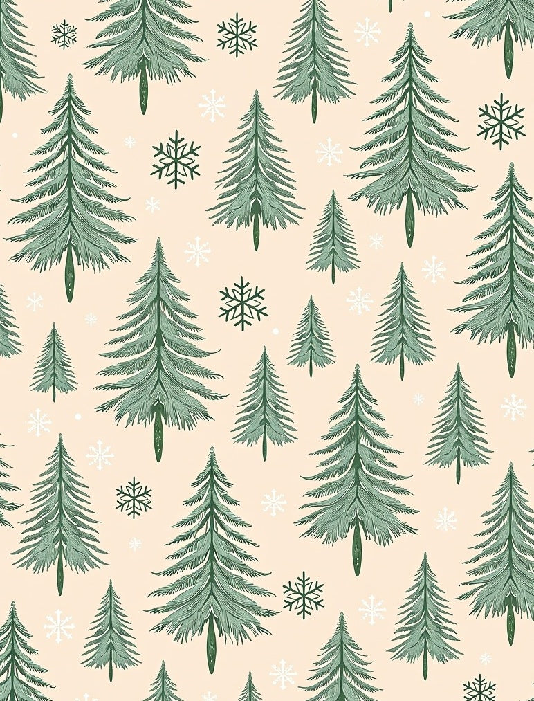 Green Pine Forest Snowflakes Rug
