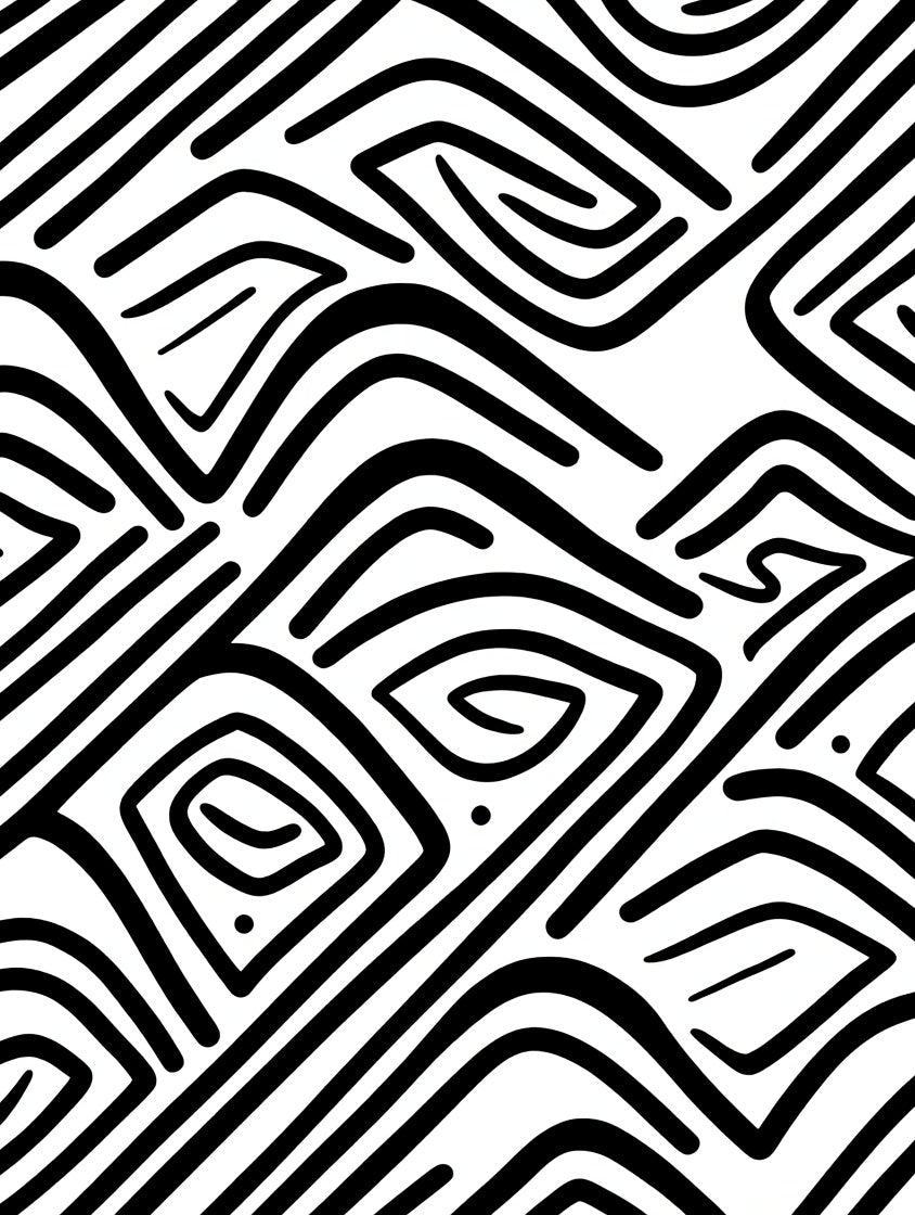 Bold Black Abstract Maze Rug