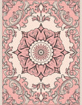 Pink Floral Medallion Scrollwork Rug