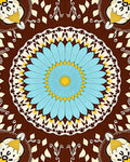 Vibrant Blue Yellow Sunburst Mandala Rug