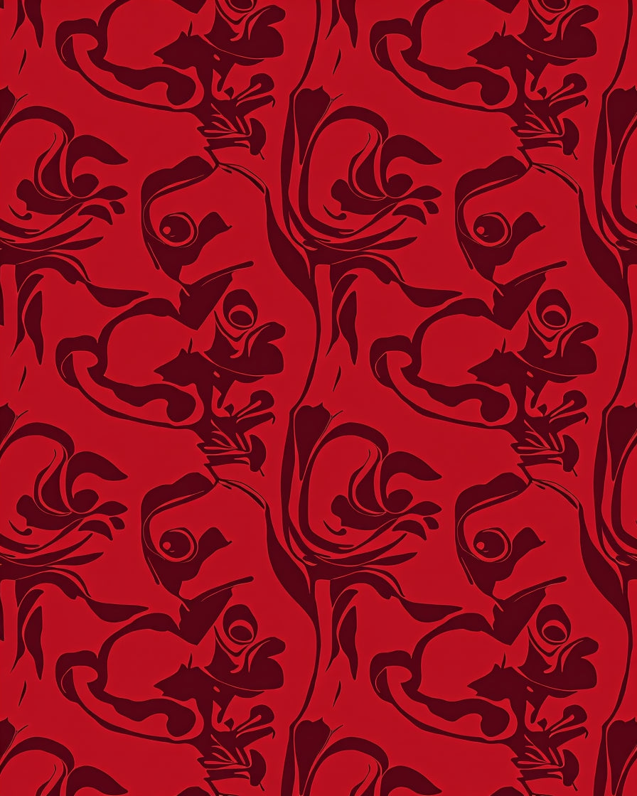 Crimson Abstract Swirls Organic Rug