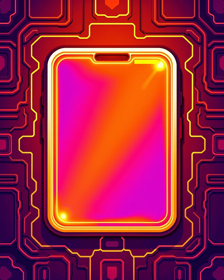 Cybernetic Gradient Neon Border Rug