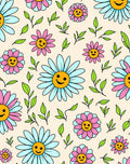 Retro Smiley Flower Garden Rug