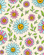 Retro Smiley Flower Garden Rug