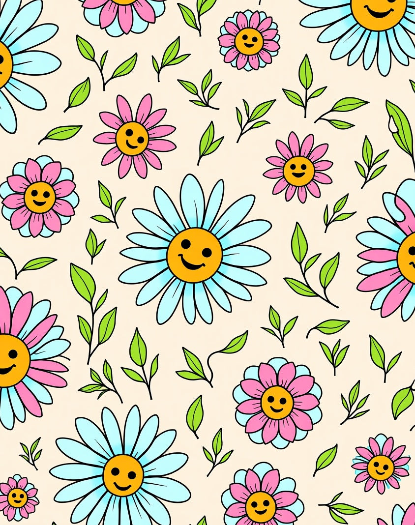Retro Smiley Flower Garden Rug