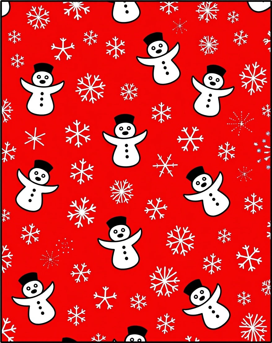 Festive Snowman Snowflake Red Rug
