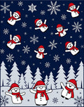 Happy Snowman Red Scarf Winter Forest Rug