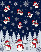 Happy Snowman Red Scarf Winter Forest Rug