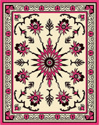 Vibrant Pink Floral Sunburst Meadow Rug