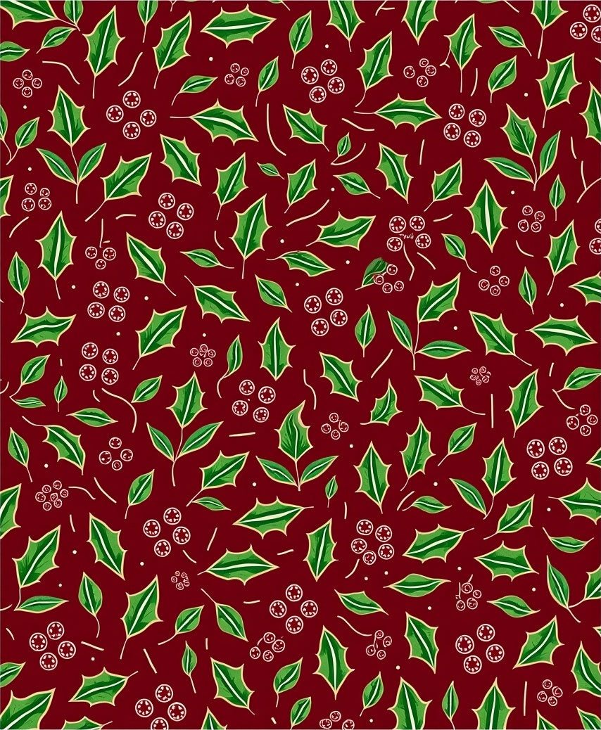 Christmas Red Green Holly Berry Swirls Rug