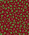 Christmas Red Green Holly Berry Swirls Rug