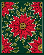 Crimson Floral Garden Poinsettia Rug