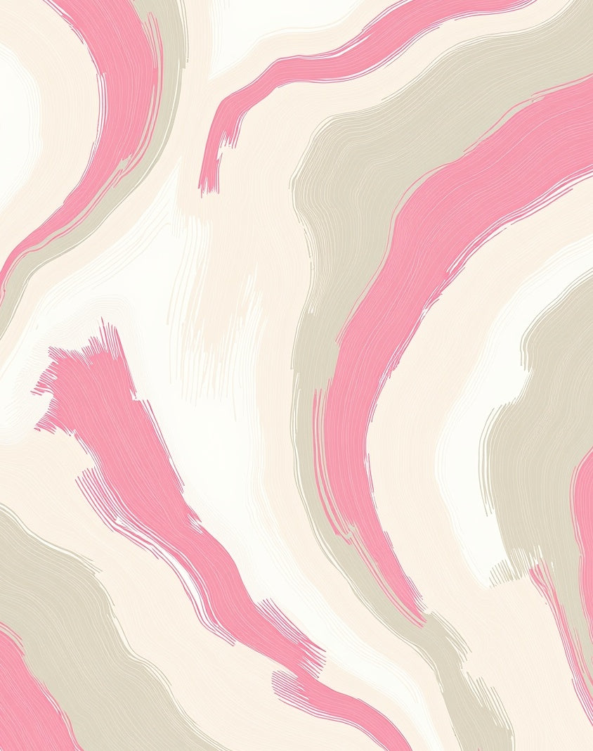 Soft Pink Beige Abstract Swirl Rug