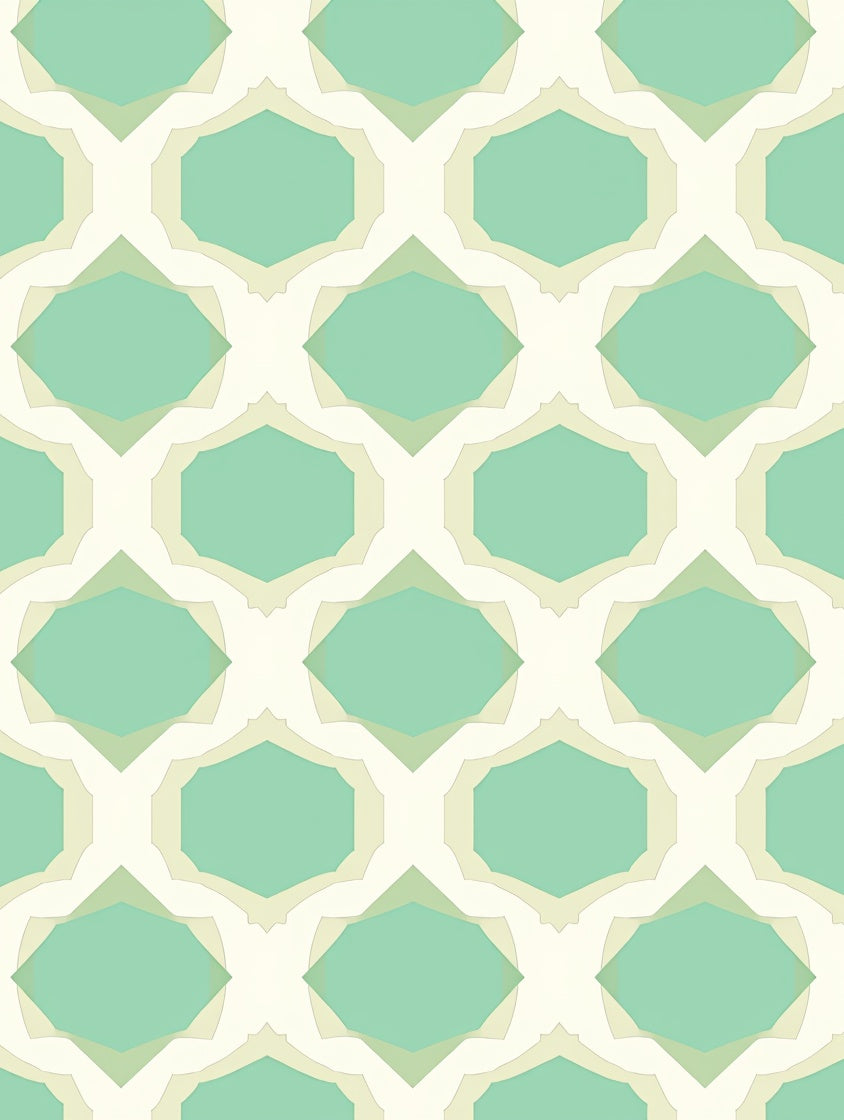Soft Aqua Geometric Octagon Inlay Rug