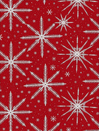 Vibrant Red White Snowflake Medley Rug