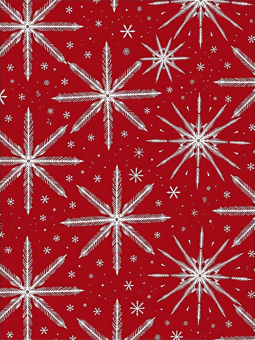 Vibrant Red White Snowflake Medley Rug