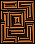 Black Orange Maze Lines Rug