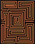 Black Orange Maze Lines Rug